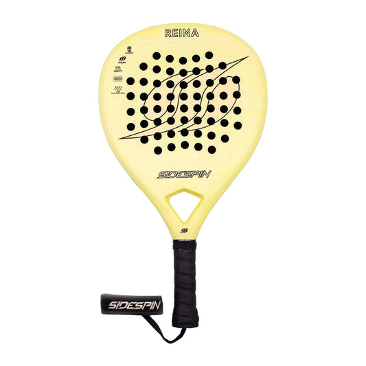 SideSpin - Pala de Padel Mujer SS Reina 3K Carbono- Control Superior y Potencia Mejorada - Forma de Lágrima - Marco de Carbono 3K y Fibra de Vidrio - Ideal para Mujer, Beige