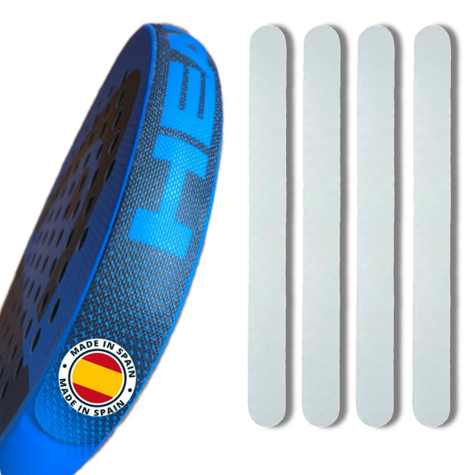 DROCODO 【Pack 4】 Nuevo Protector Pala Padel Transparente sin Marcas, Resistente y Rugoso, Accesorios de pádel, Ligero y de fácil sustitución, 35mm x 370mm, Funda Pala Padel, Protección Esencial